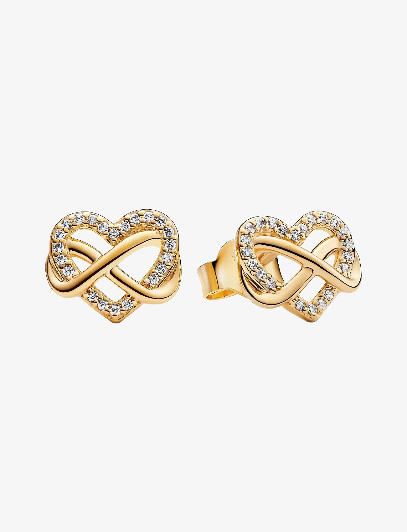 Pandora - Infinity heart 14k gold-plated stud earrings with clear cubic zirconia - Ørestikker - clear - 1