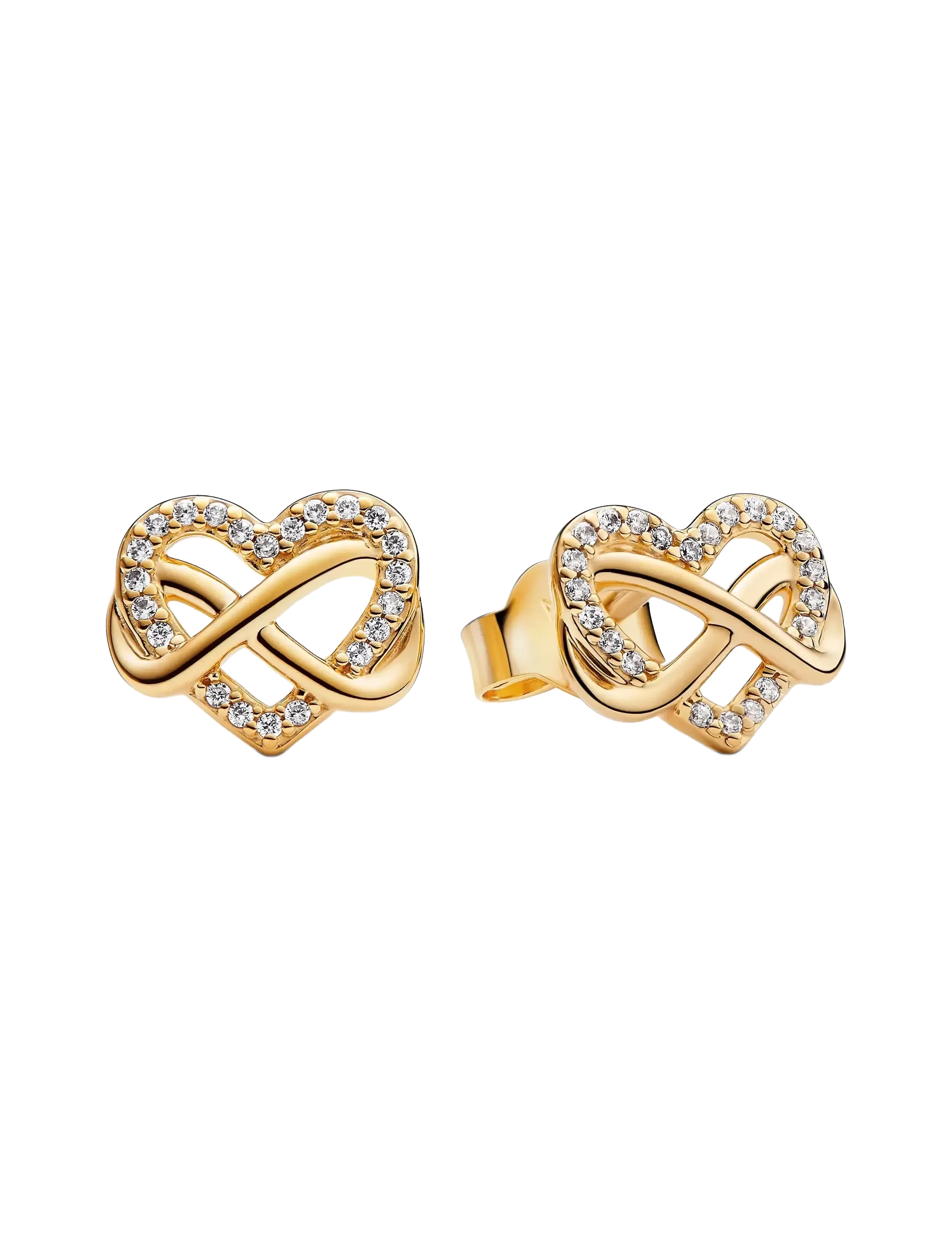 Pandora Infinity heart 14k gold-plated stud earrings with clear cubic zirconia - Valentinsdag - CLEAR / undefined