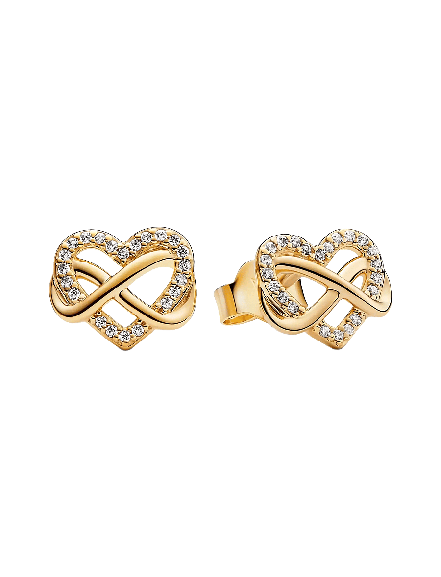 Pandora - Infinity heart 14k gold-plated stud earrings with clear cubic zirconia - ohrstecker - clear - 1
