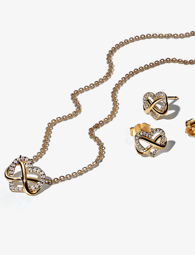 Pandora - Infinity heart 14k gold-plated stud earrings with clear cubic zirconia - studs örhängen - clear - 2