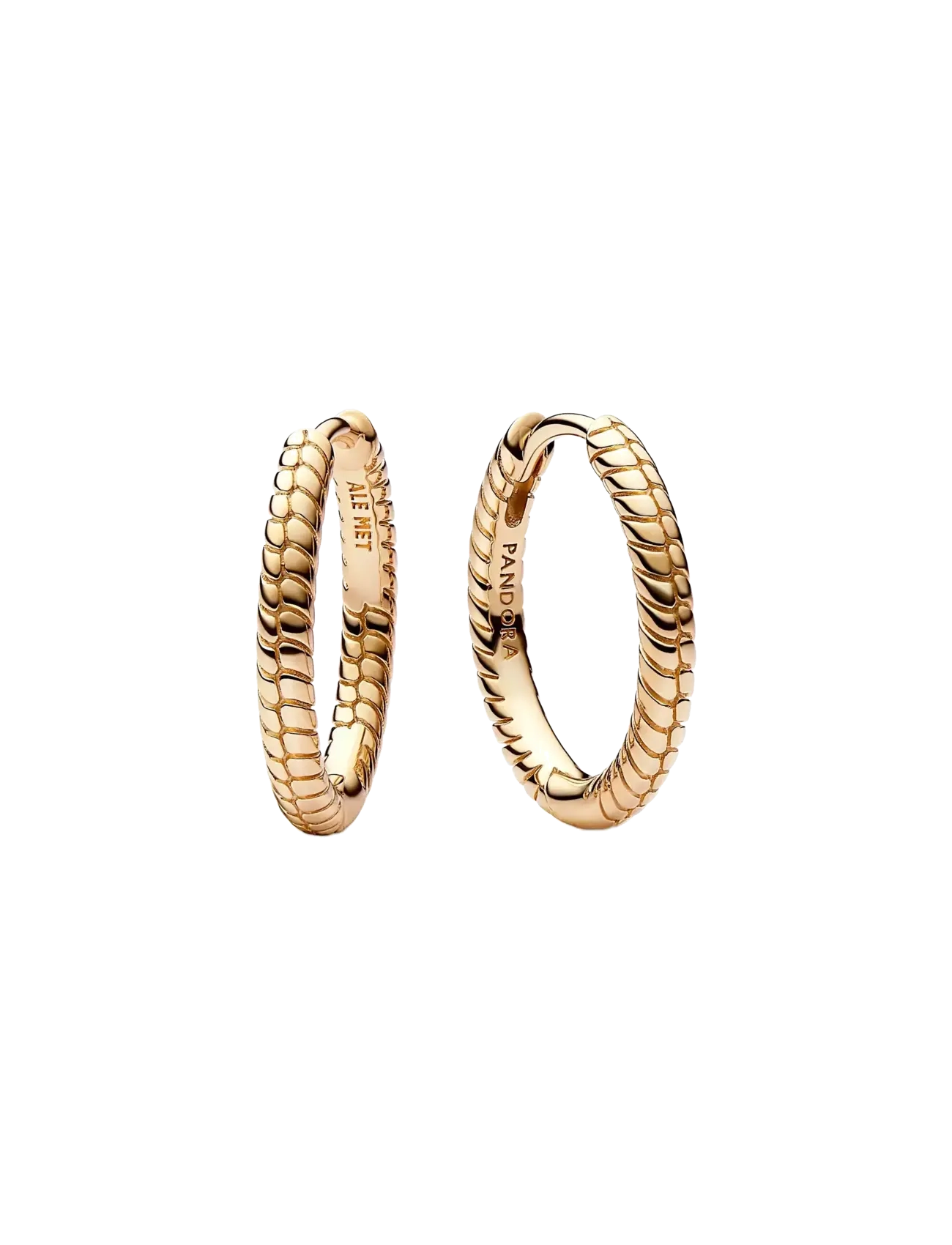 Pandora Snake chain pattern 14k gold-plated hoop earrings - Øreringe - NO COLOR / undefined