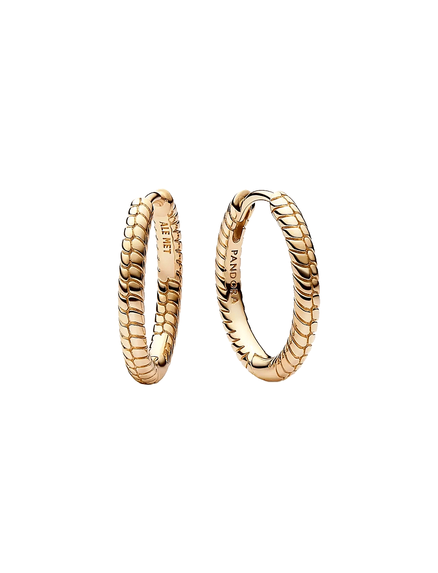 Pandora - Snake chain pattern 14k gold-plated hoop earrings - cerceaux - no color - 1