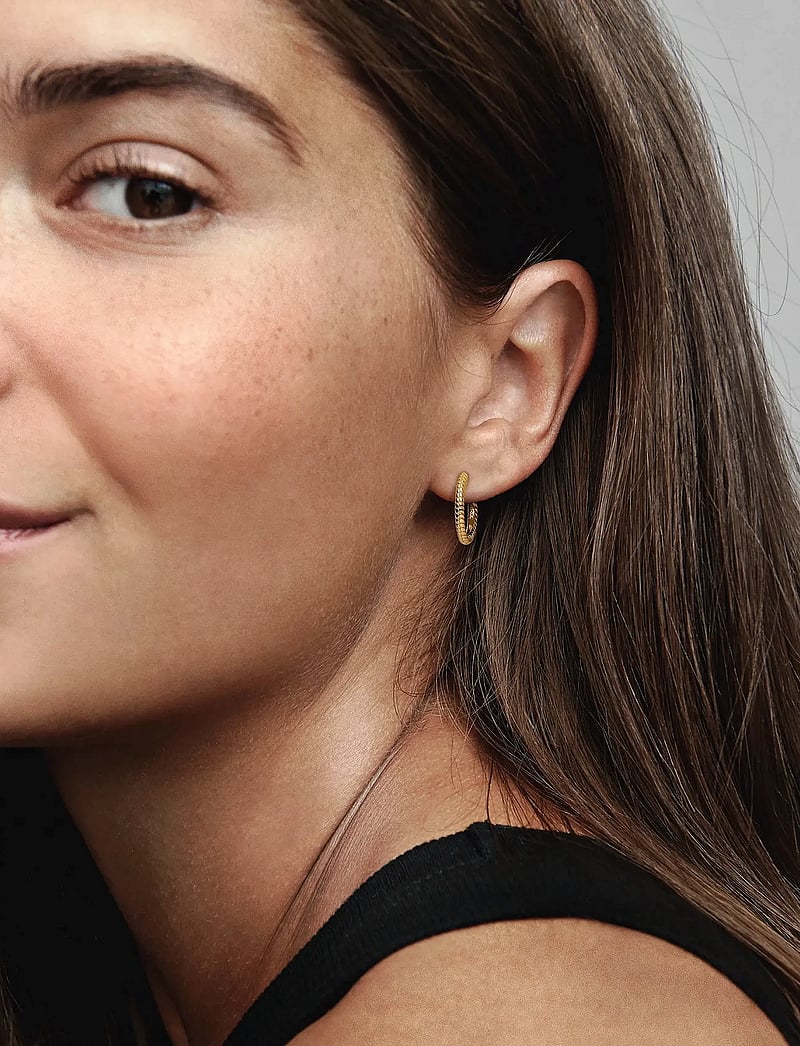 Pandora - Snake chain pattern 14k gold-plated hoop earrings - no color - 0