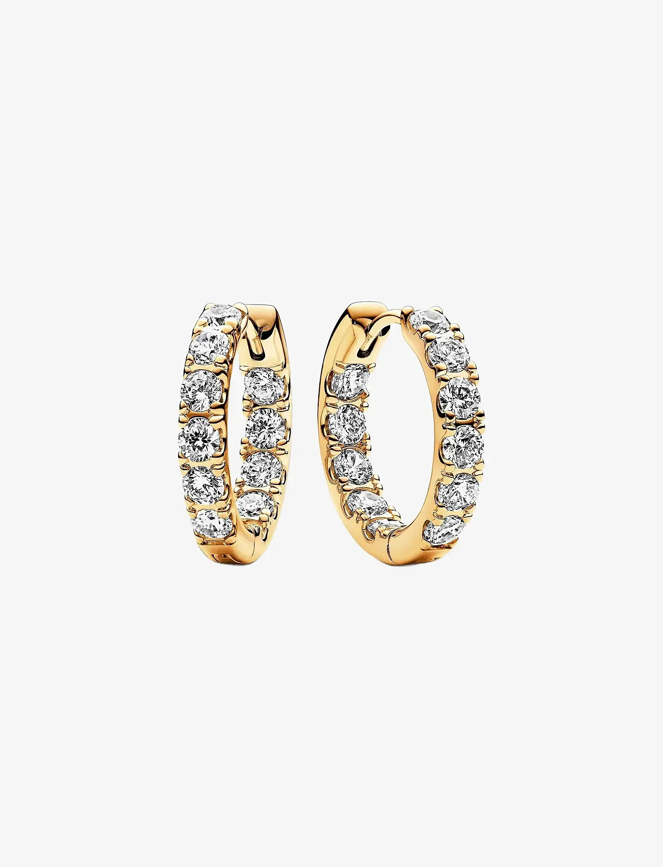 Pandora - 14k Gold-plated hoop earrings with clear cubic zirconia - hoops kõrvarõngad - clear - 1