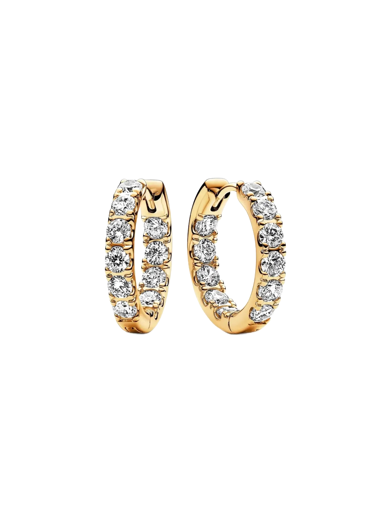 14k Gold-plated hoop earrings with clear cubic zirconia - CLEAR