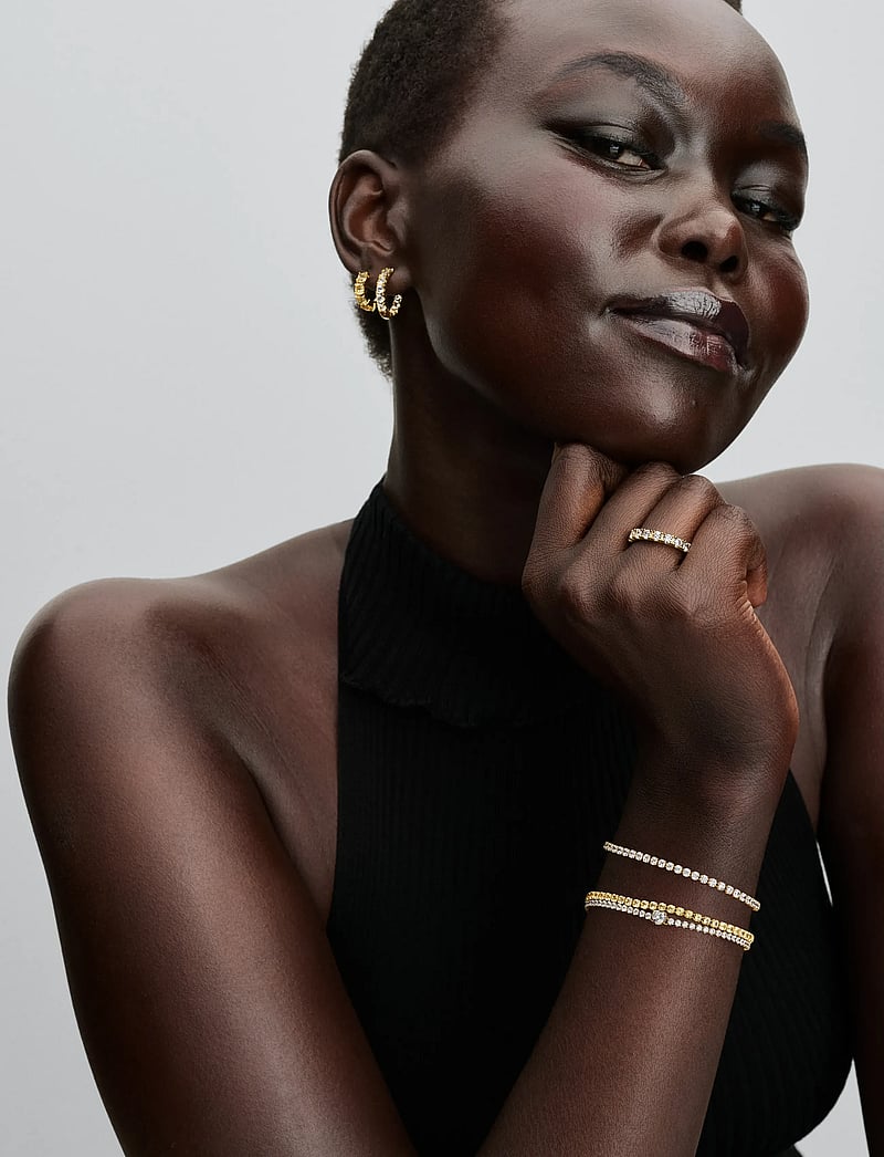 Pandora - 14k Gold-plated hoop earrings with clear cubic zirconia - hoops kõrvarõngad - clear - 2