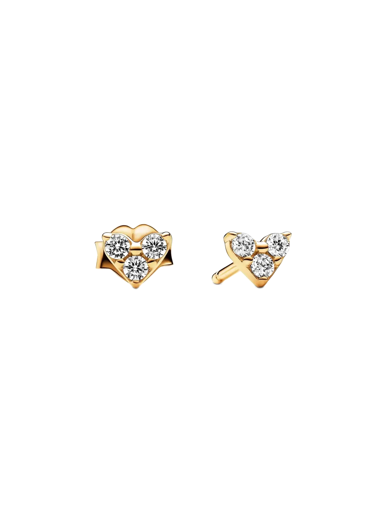 Pandora Heart 14k gold-plated stud earrings with clear cubic zirconia - Accessoires - CLEAR / undefined