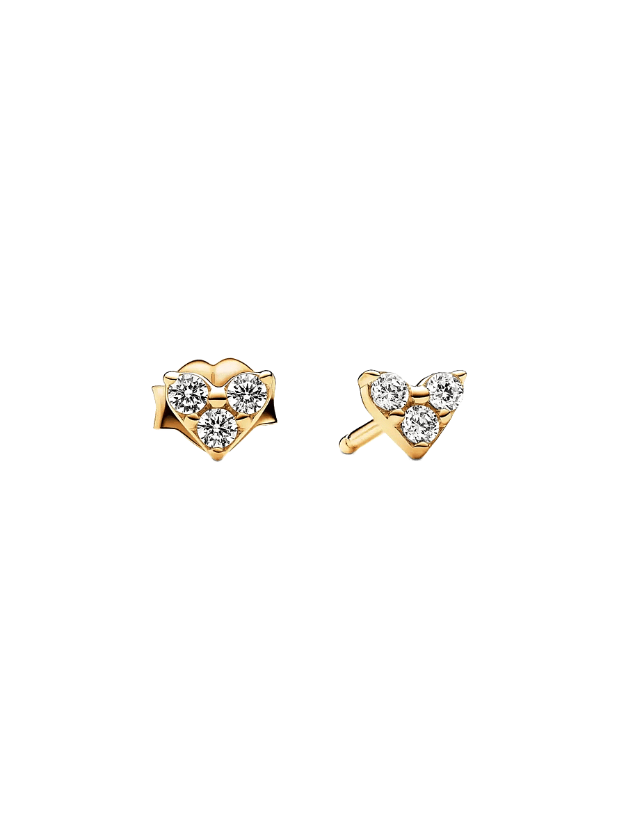 Pandora - Heart 14k gold-plated stud earrings with clear cubic zirconia - ohrstecker - clear - 1