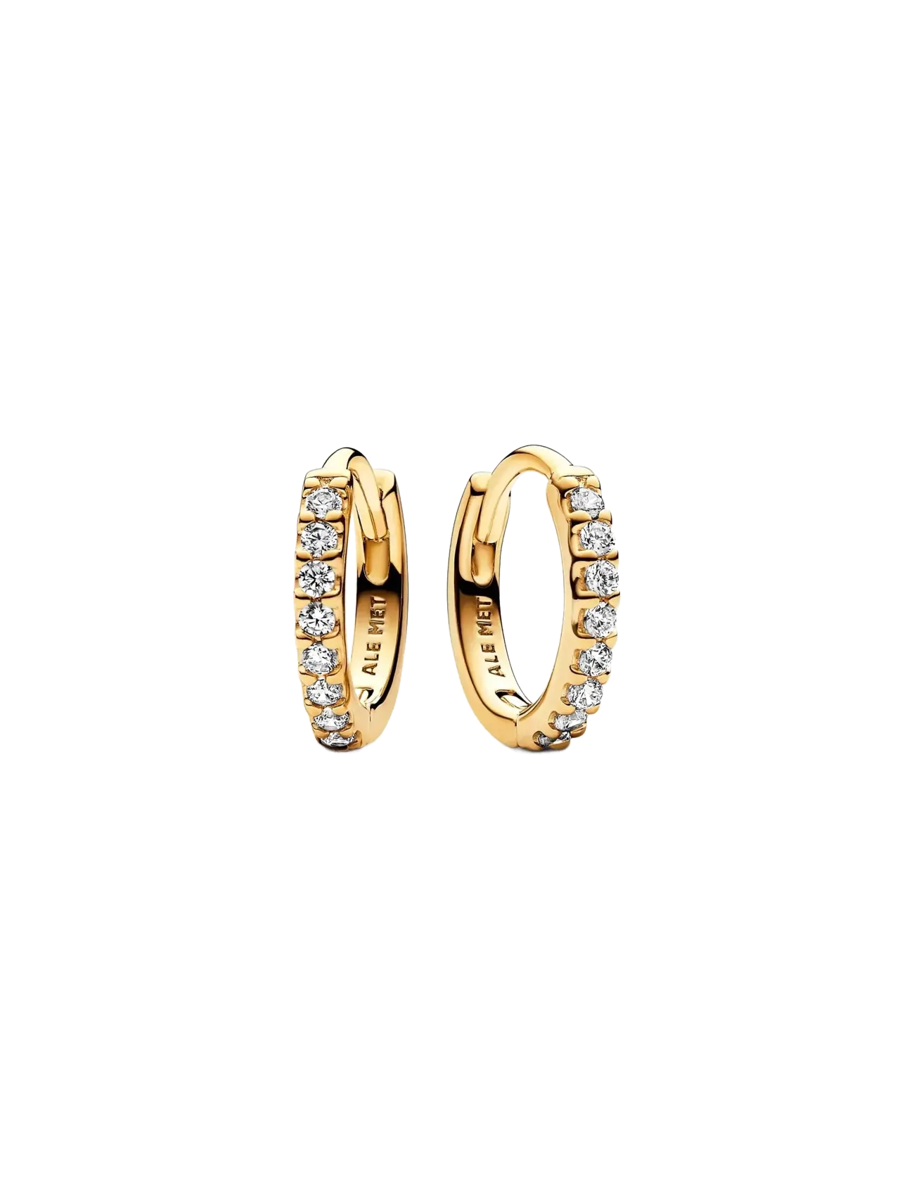 Pandora 14k Gold-plated huggie hoop earrings with clear cubic zirconia - Inspiration - CLEAR / undefined