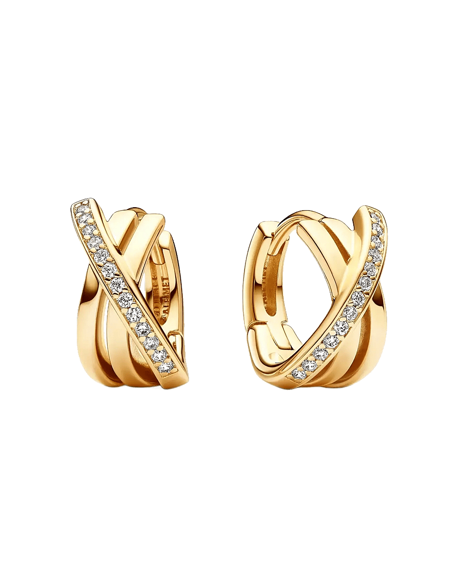 Pandora - Crossover Pavé Hoop Earrings - cerceaux - clear - 1