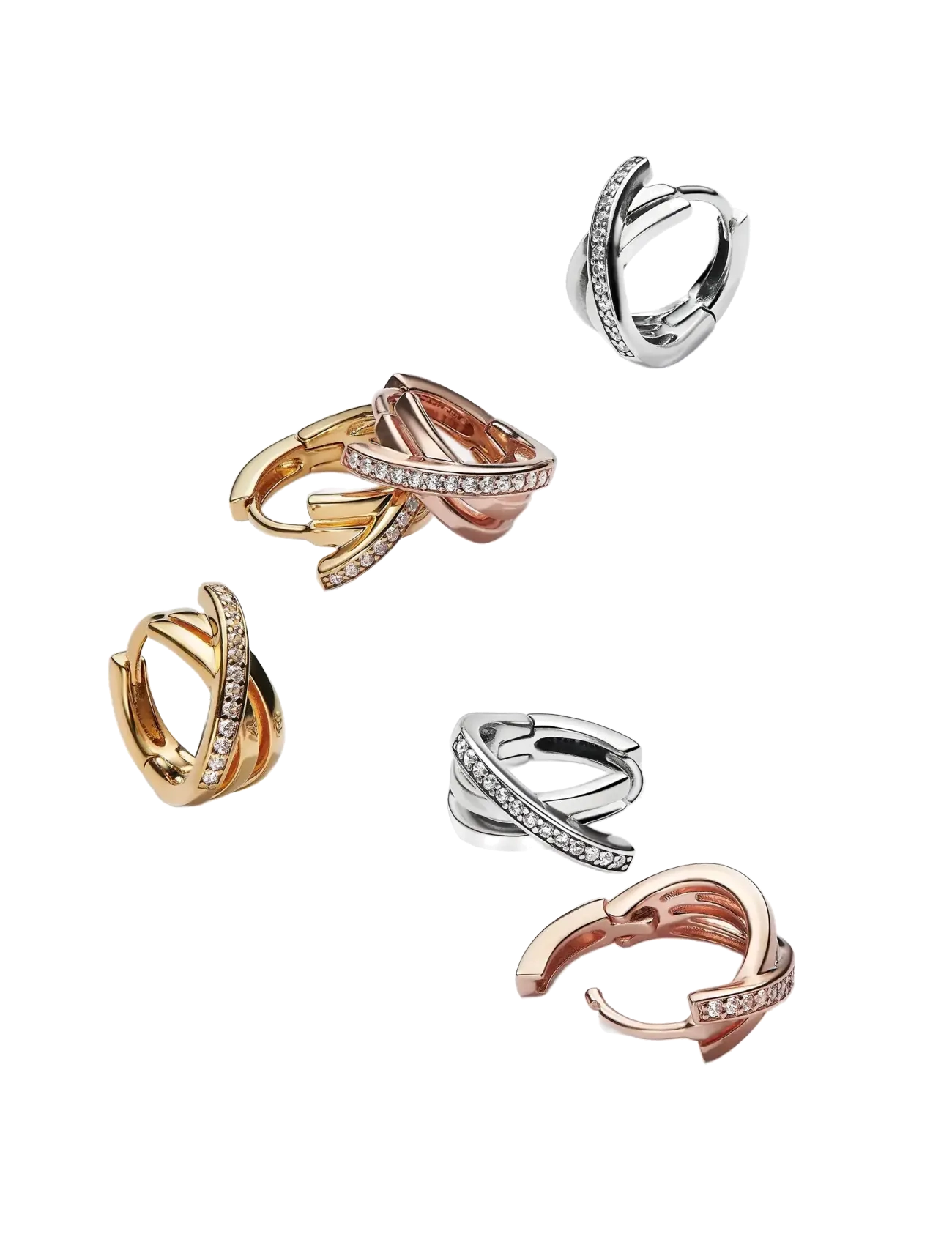 Pandora - Crossover Pavé Hoop Earrings - cerceaux - clear - 2