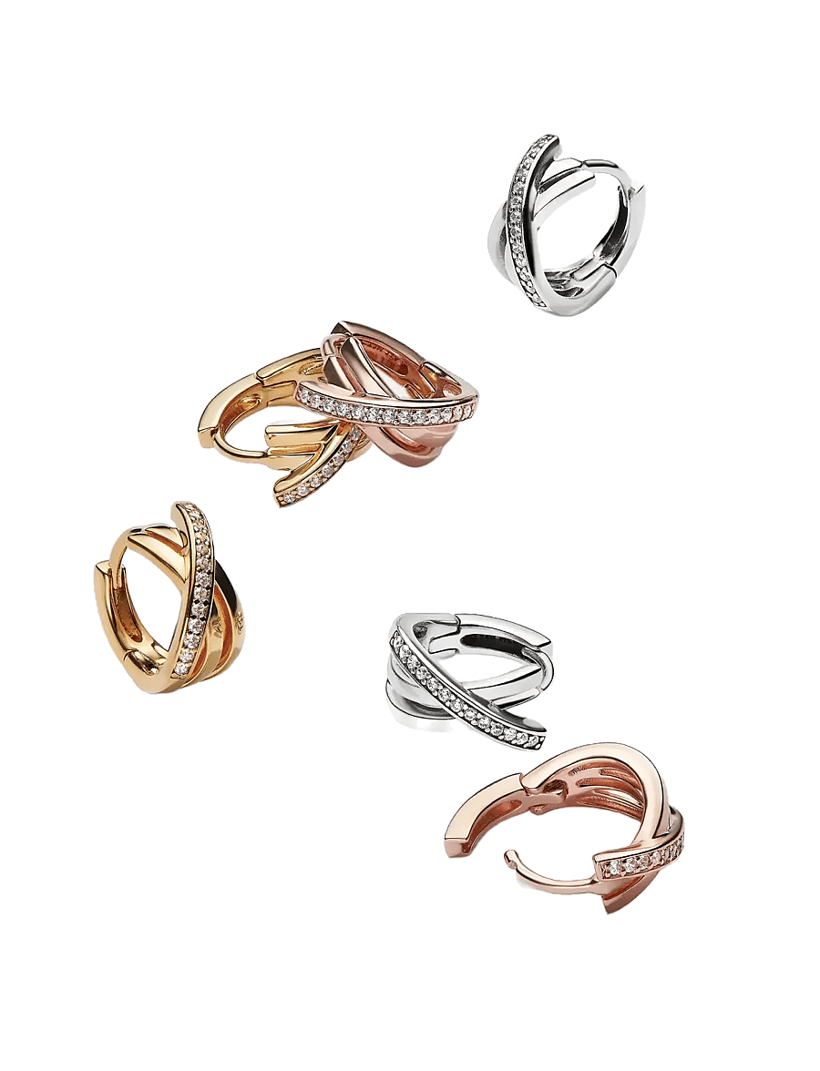 Pandora - Crossover Pavé Hoop Earrings - cerceaux - clear - 2