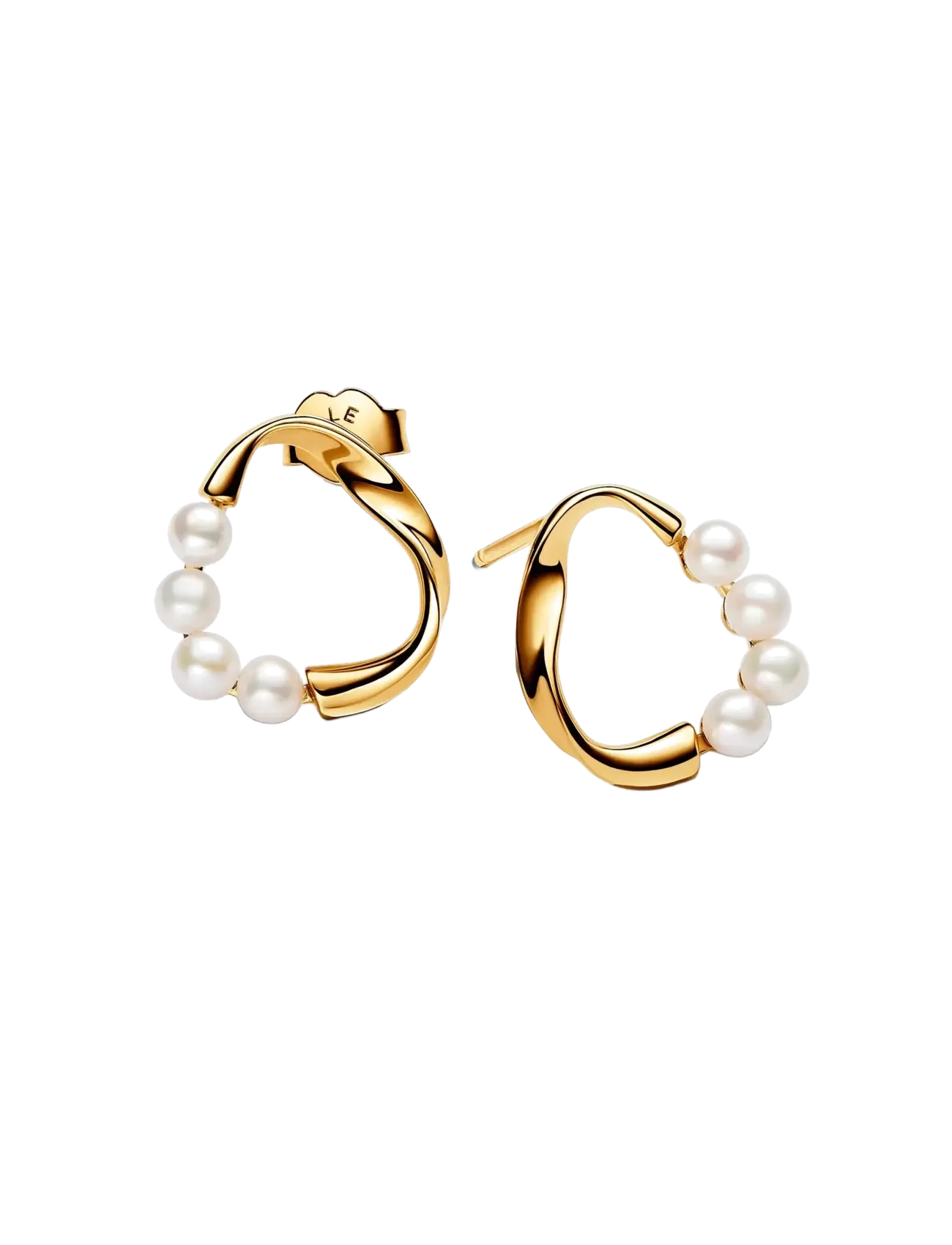 14k Gold-plated stud earrings with white treated freshwater cultured pearl - WHITE