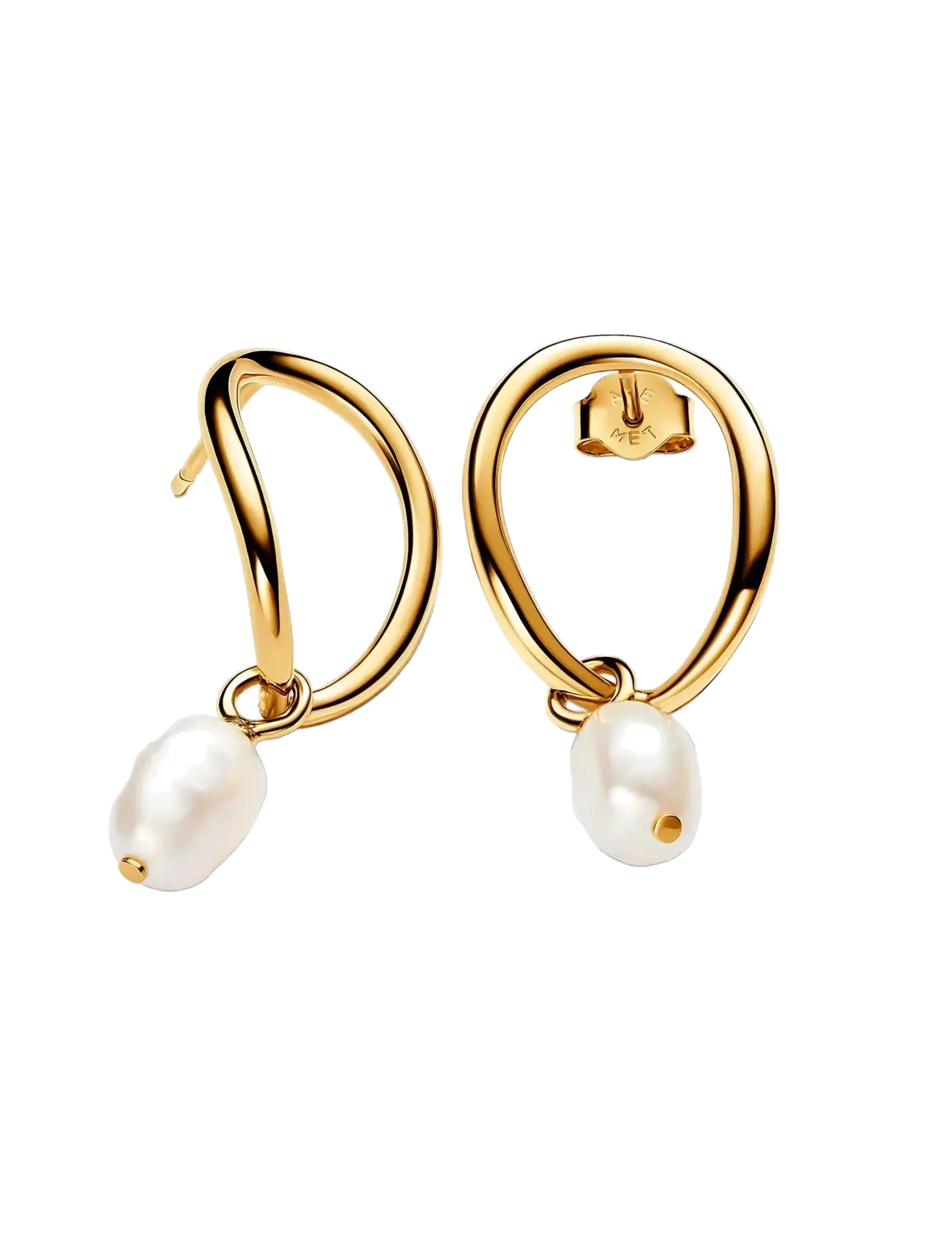 Pandora 14k Gold-plated drop earrings with baroque white treated freshwater cultured pearl - Pandora - WHITE / gold