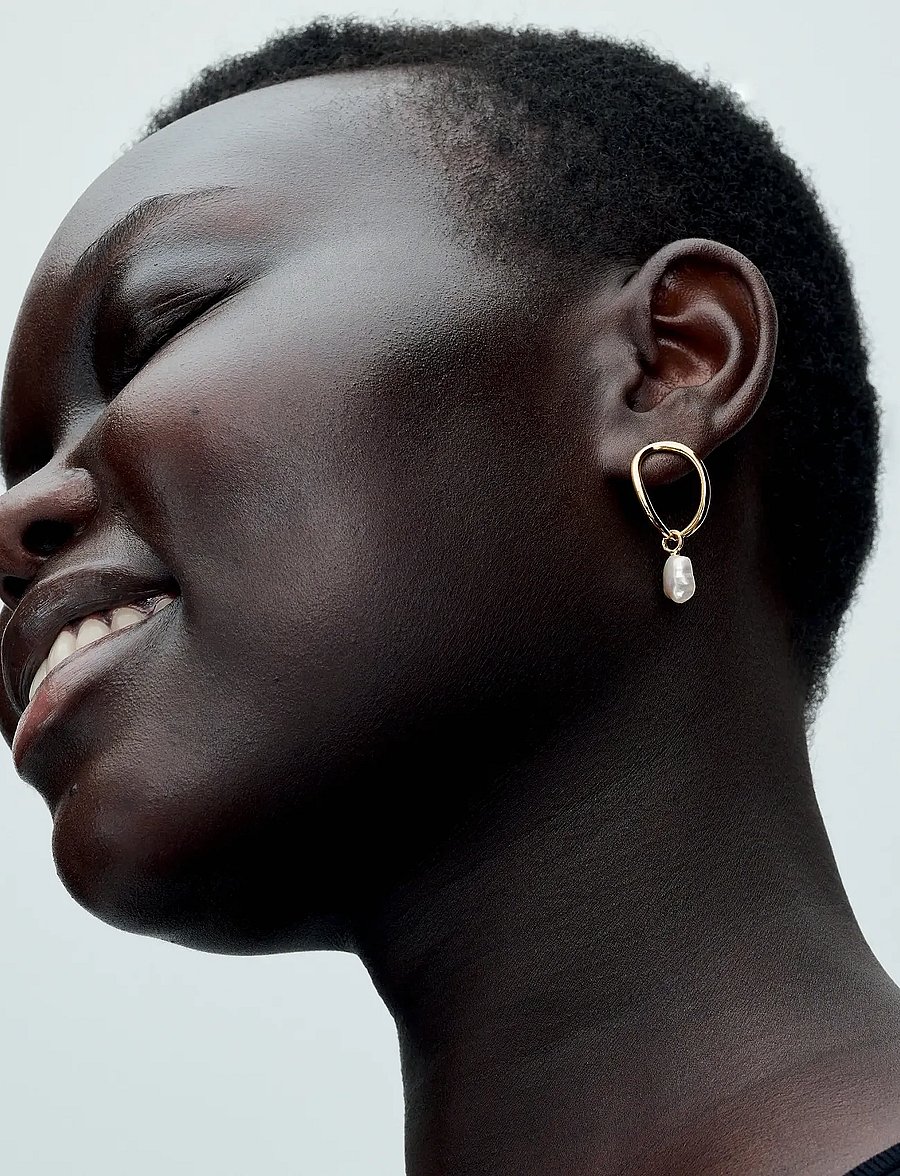 Pandora - 14k Gold-plated drop earrings with baroque white treated freshwater cultured pearl - boucles d'oreilles en perles - white - 0