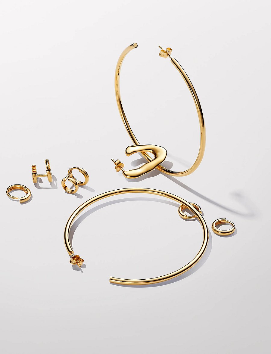 Pandora - 14k Gold-plated huggie hoop earrings - cerceaux - no color - 3