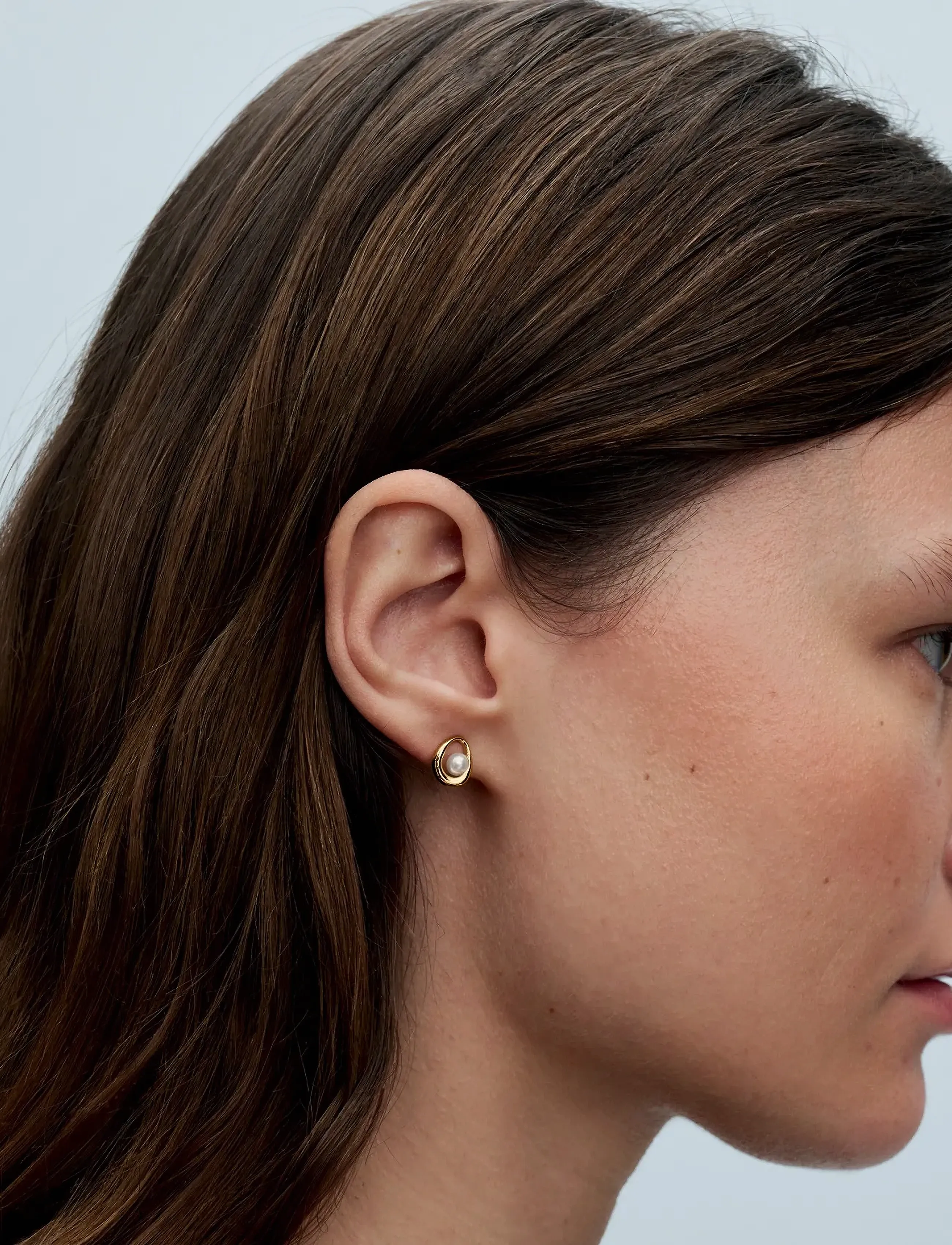 Pandora 14K Gold-Plated Stud Earrings With White Treated Freshwater Cultured Pearl, One Size, Earrings, Gold - Studs, Frauen