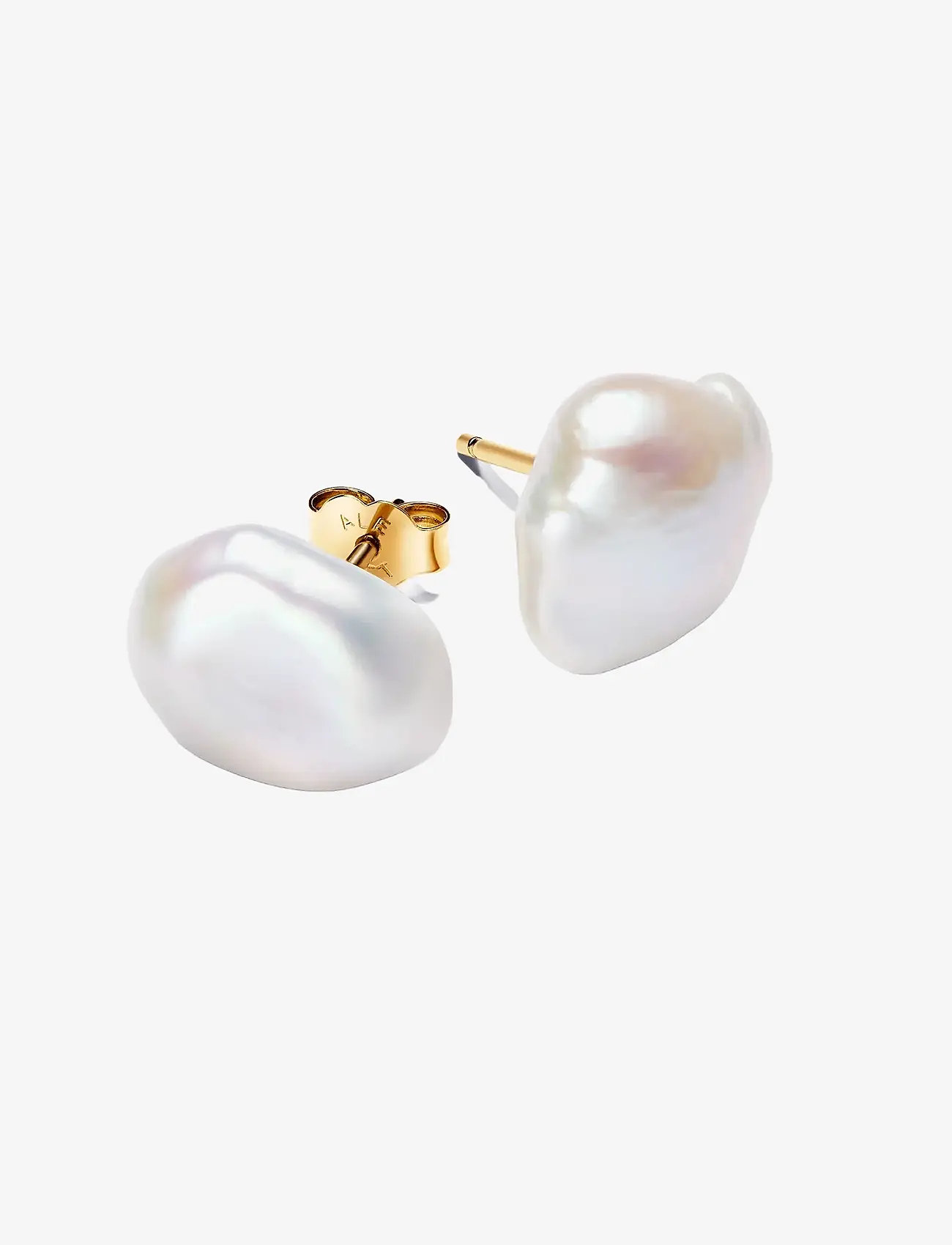Pandora - 14k Gold-plated stud earrings with baroque white treated freshwater cultured pearl - perlenohrringe - white - 1