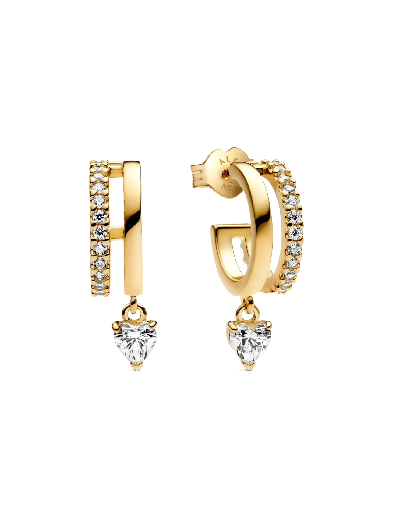 Pandora Heart 14k gold-plated hoop earrings with clear cubic zirconia - Schmuck - CLEAR / undefined