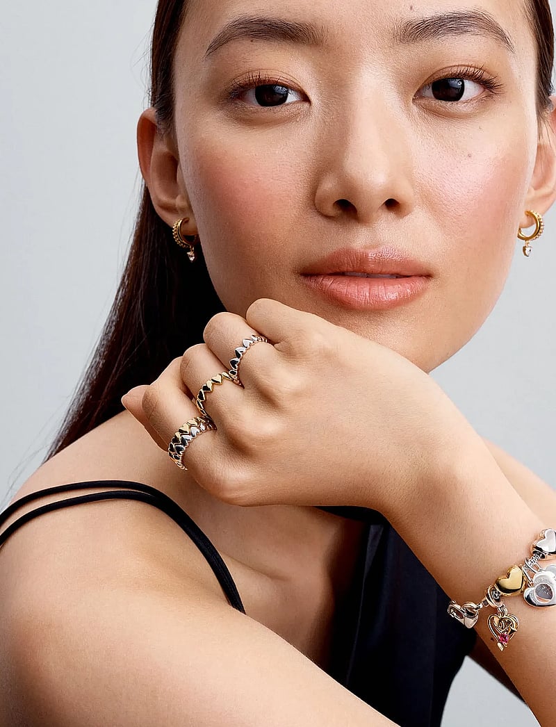 Pandora - Heart 14k gold-plated hoop earrings with clear cubic zirconia - kreolen - clear - 2