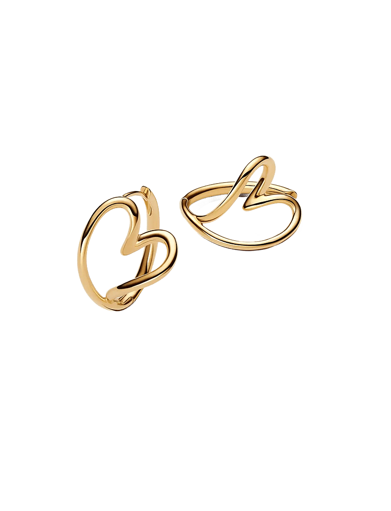 Pandora - Heart 14k gold-plated hoop earrings - hoops - no color - 1