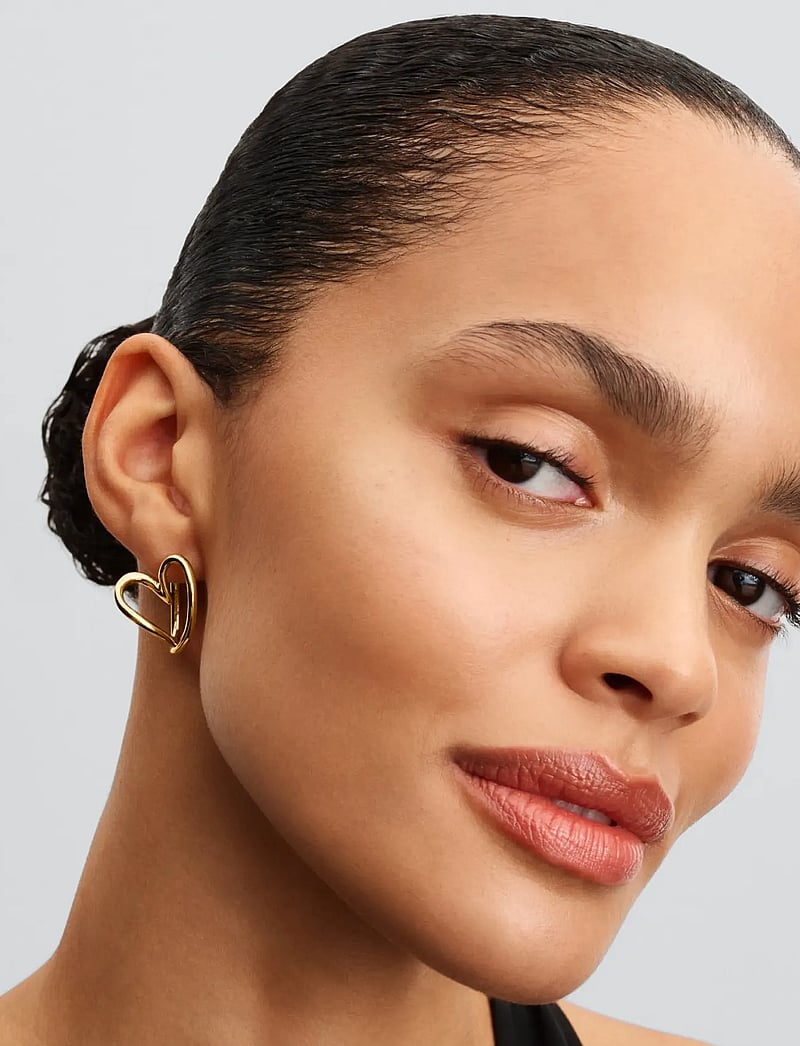 Pandora - Heart 14k gold-plated hoop earrings - hoops - no color - 0