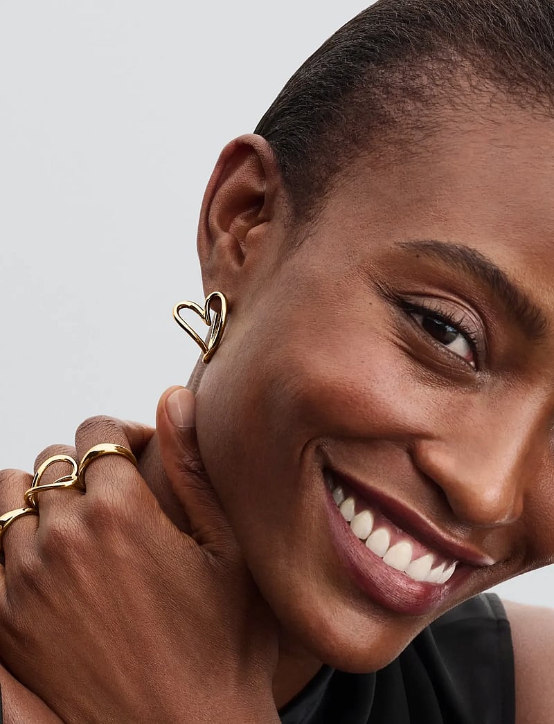 Pandora - Heart 14k gold-plated hoop earrings - hoops - no color - 2