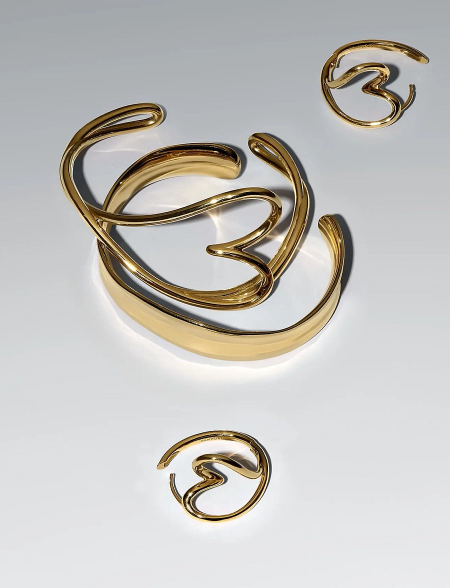 Pandora - Heart 14k gold-plated hoop earrings - hopen - no color - 3