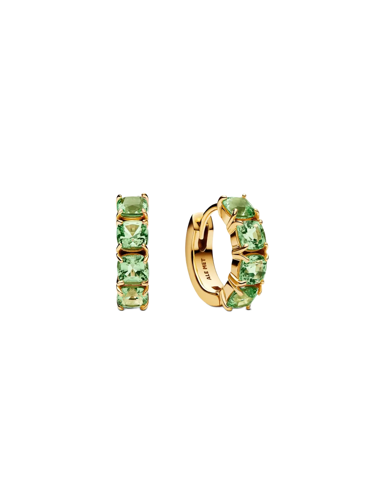 Pandora 14k gold-plated hoop earrings with mint green crystal - Accessoires - GREEN / green