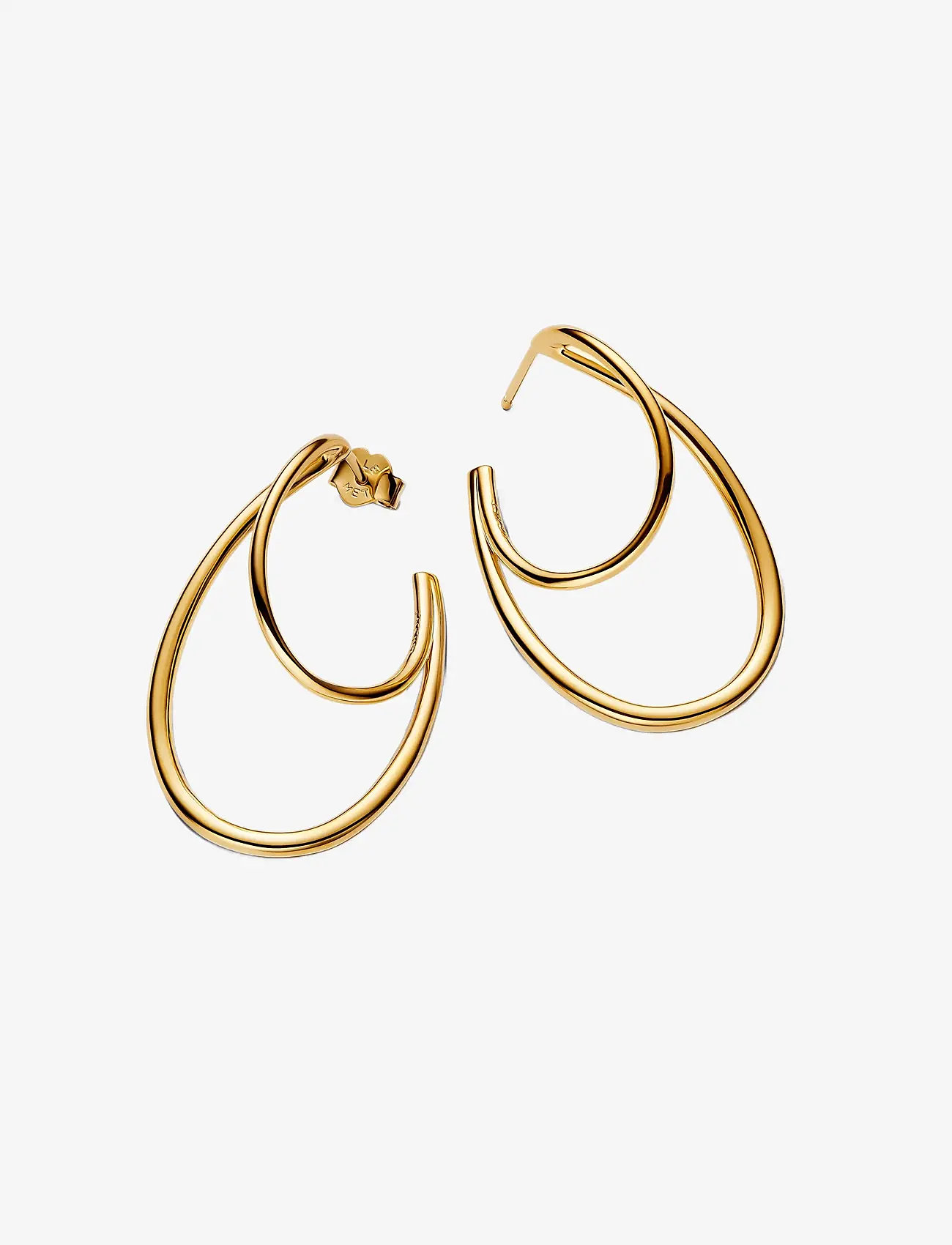 Pandora - Organically shaped 14k gold-plated hoop earrings - hoops kõrvarõngad - no color - 1
