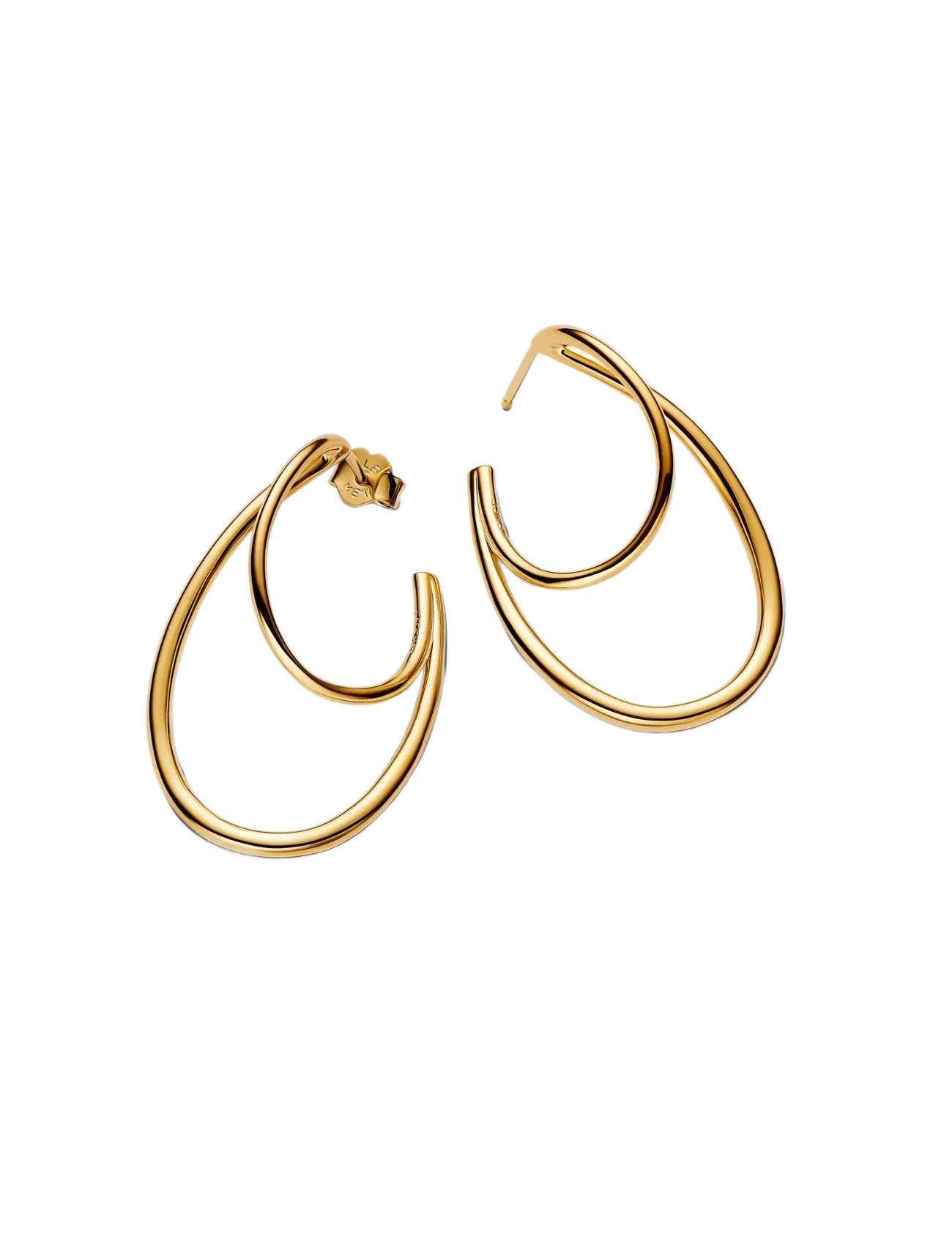 Pandora - Organically shaped 14k gold-plated hoop earrings - cerceaux - no color - 1