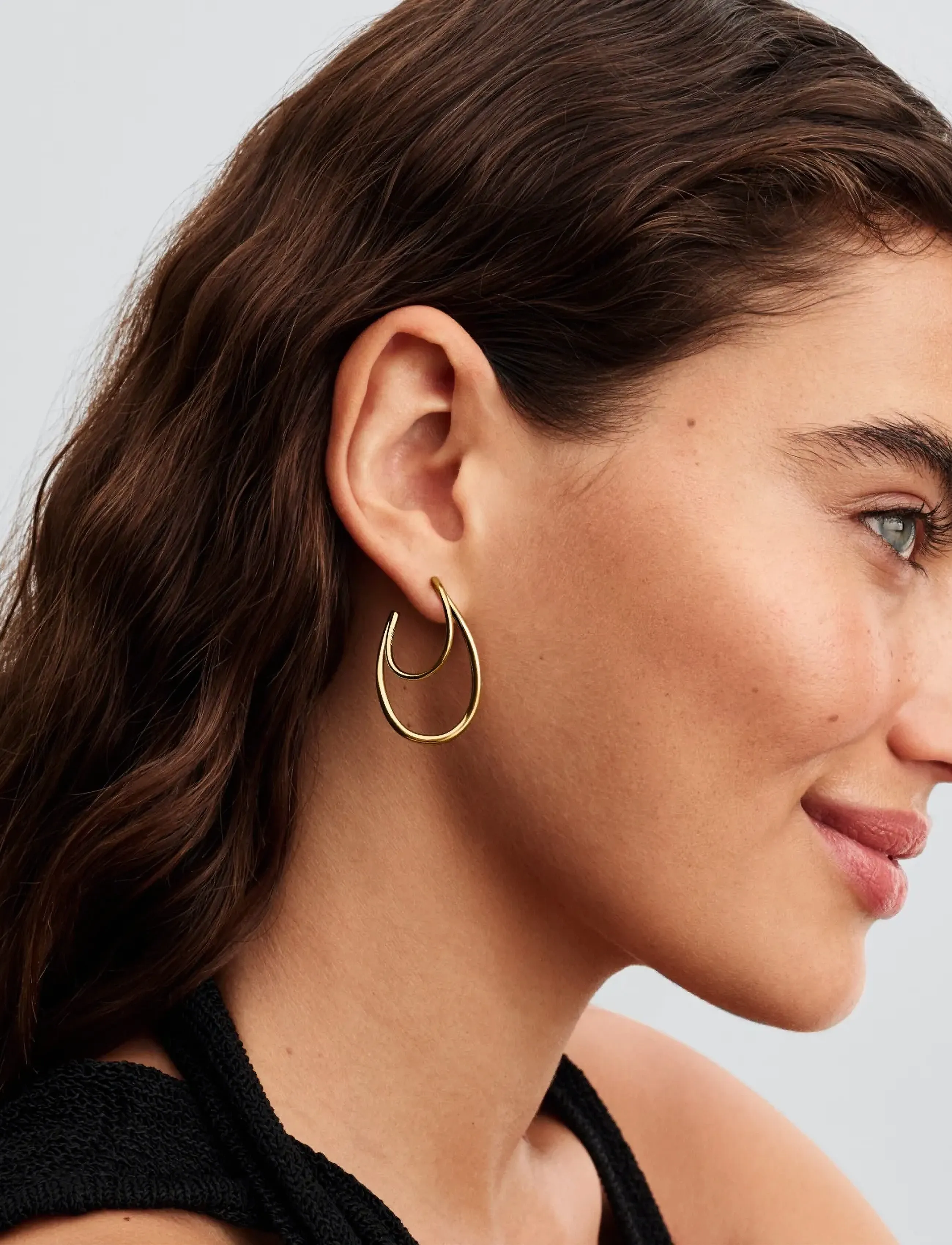 Pandora Organically Shaped 14K Gold-Plated Hoop Earrings, One Size, Gold - Hoops, Frauen