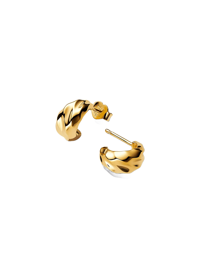 Pandora - Rippled 14k gold-plated hoop earrings - no color - 1