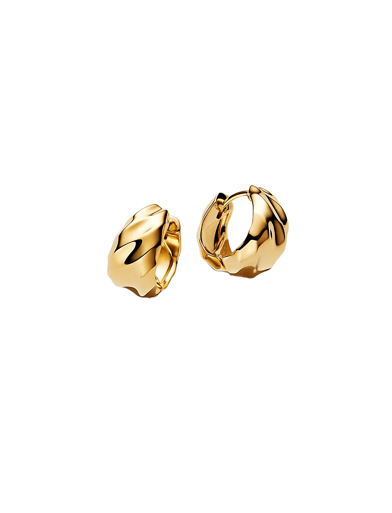 Pandora - Rippled 14k gold-plated hoop earrings - hopen - no color - 1