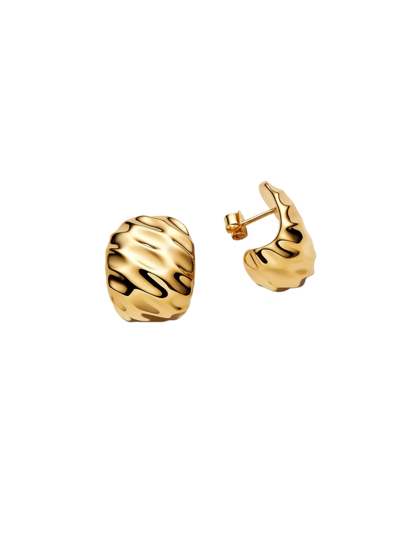 Pandora Rippled 14k gold-plated hoop earrings and silicone - Festtøj - NO COLOR / undefined