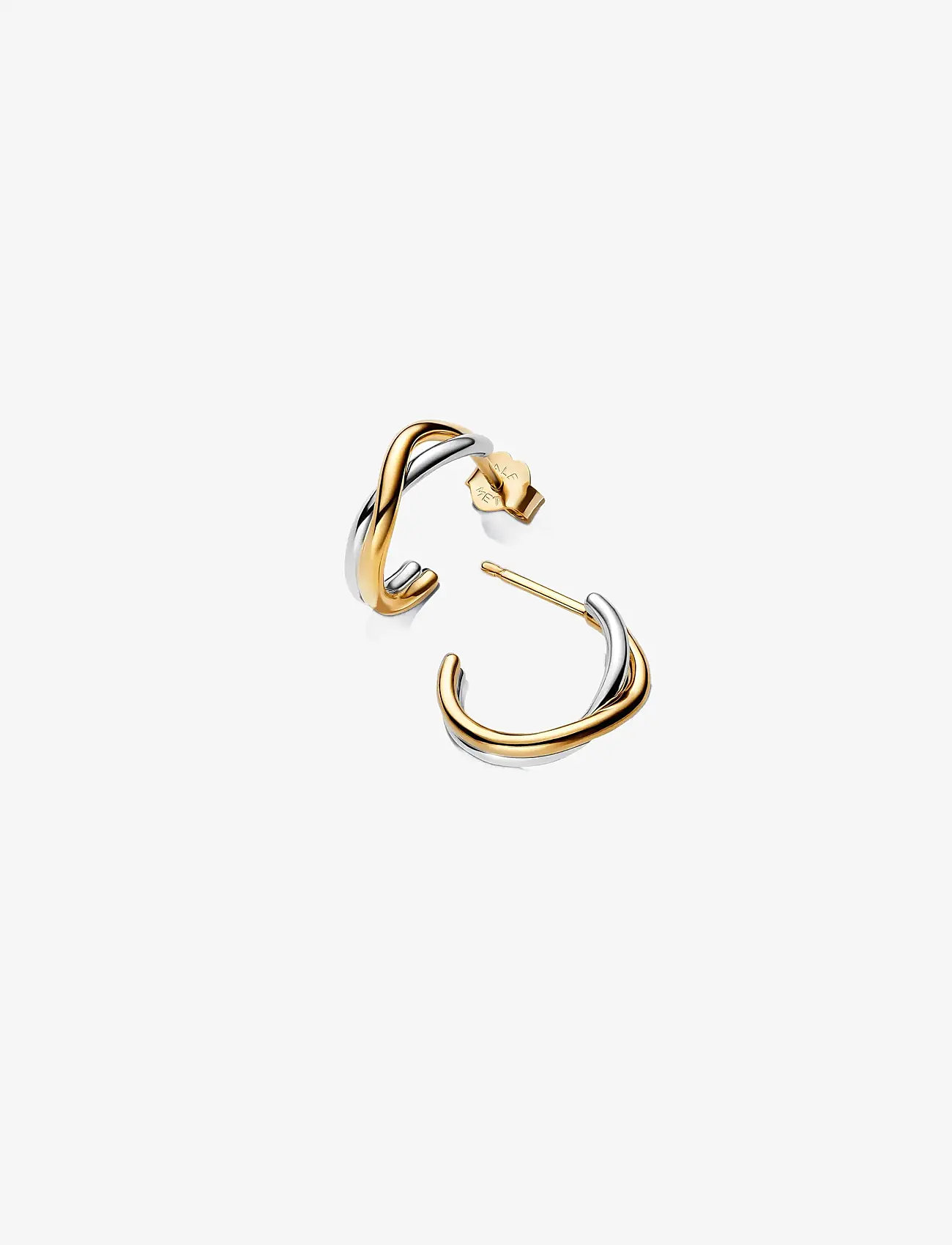Pandora - Organically shaped sterling silver and 14k gold-plated hoop earrings - hoops - no color - 1
