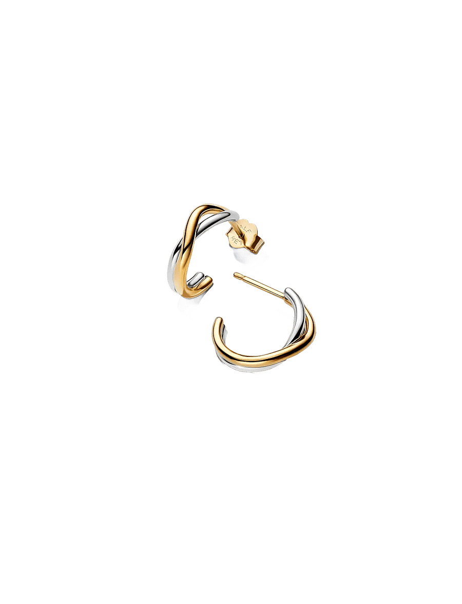 Pandora - Organically shaped sterling silver and 14k gold-plated hoop earrings - kreolen - no color - 1