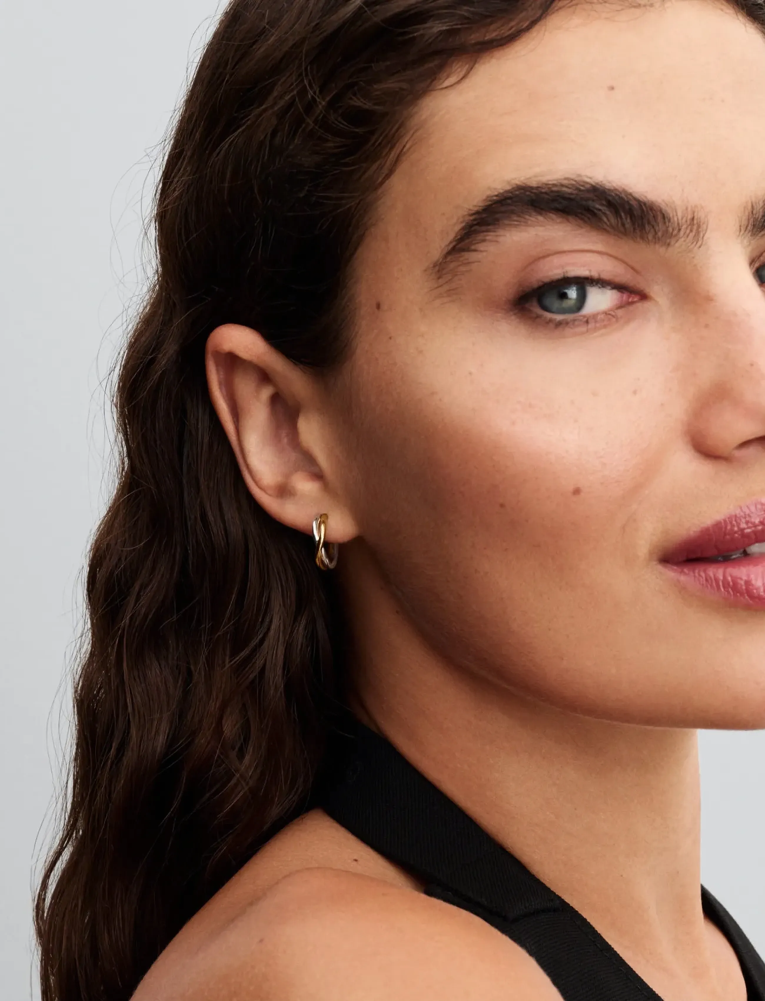 Pandora Organically Shaped Sterling Silver And 14K Gold-Plated Hoop Earrings, One Size, Gold, Øreringe > Creoler, Dame