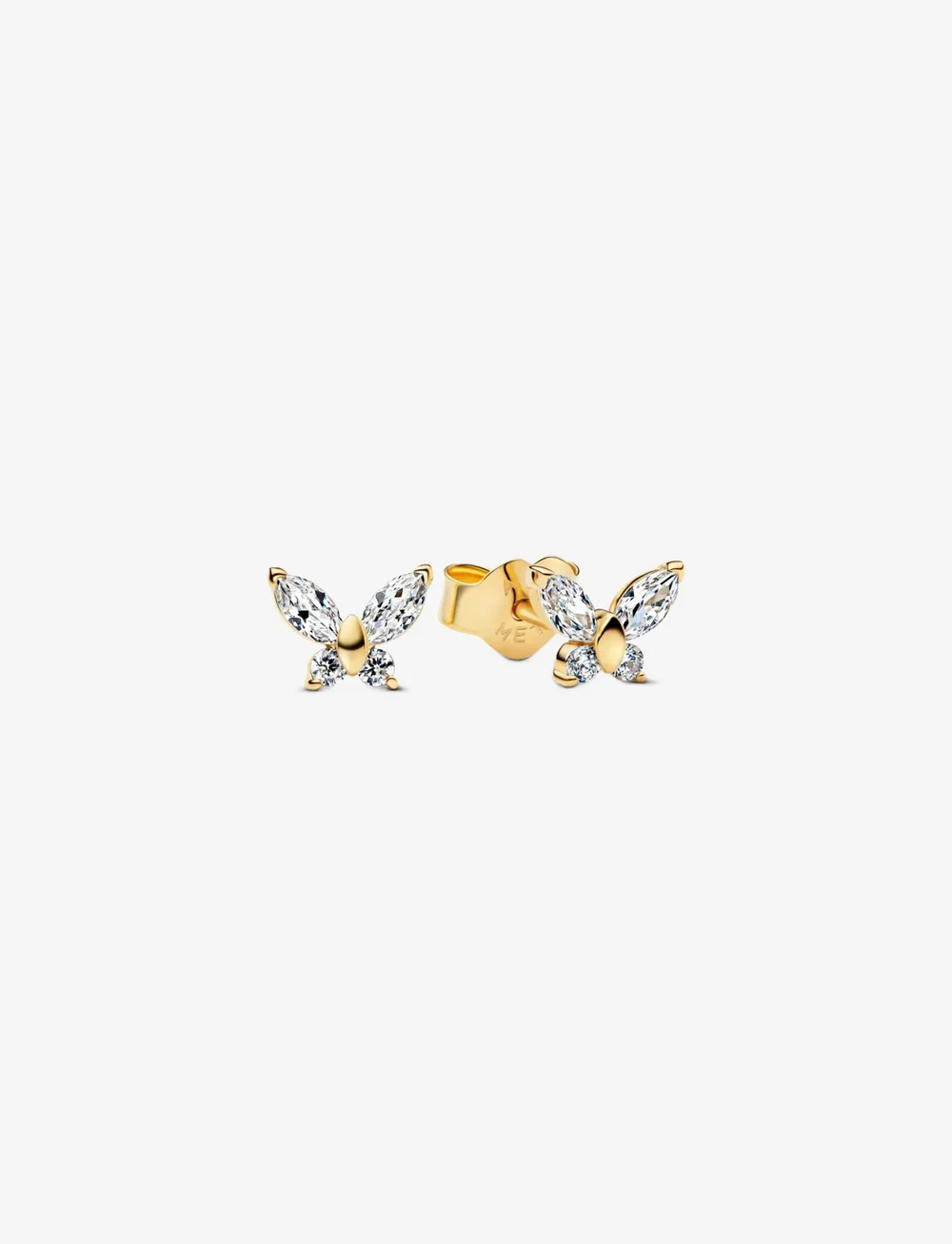 Pandora - Butterfly 14k gold-plated stud earrings with clear cubic zirconia - naastkõrvarõngad - clear - 1