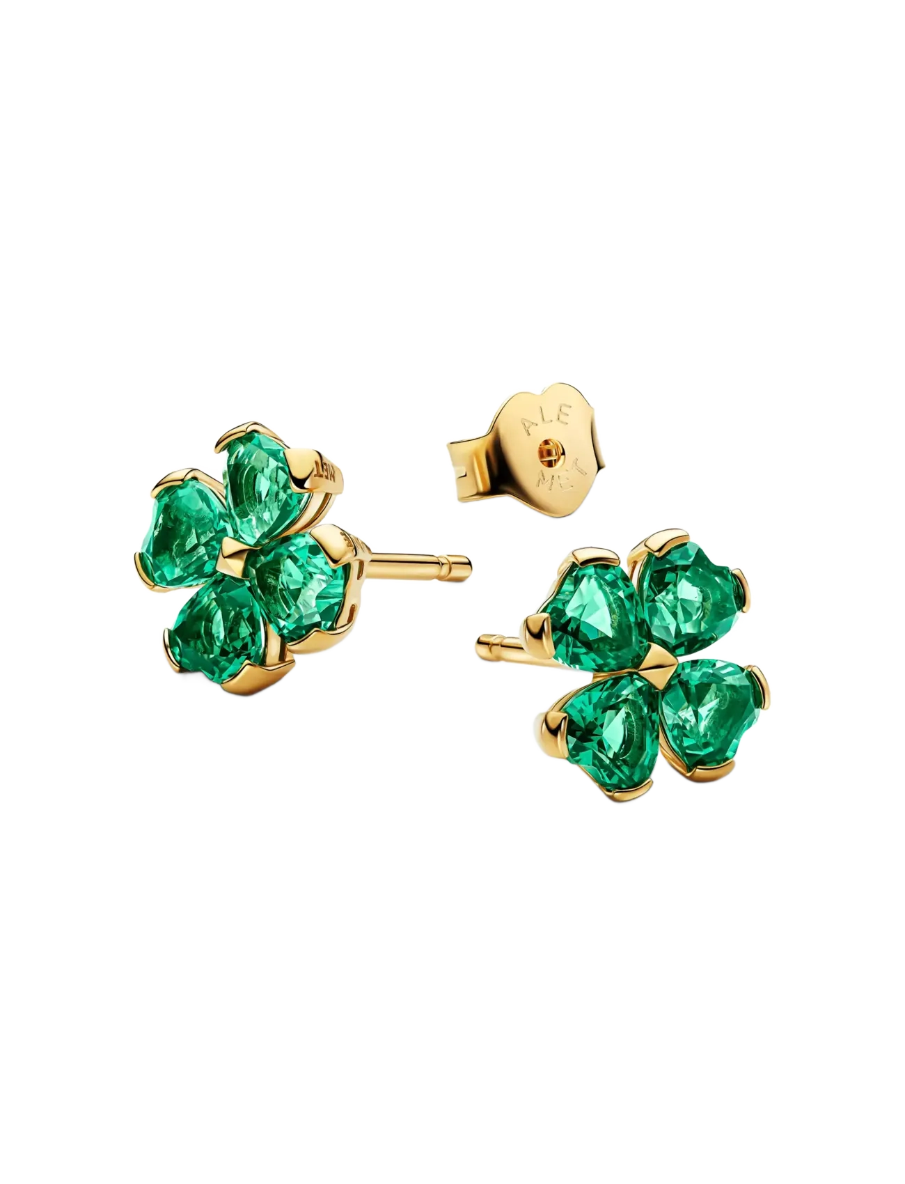 Pandora - Clover 14k gold-plated stud earrings - green - 2