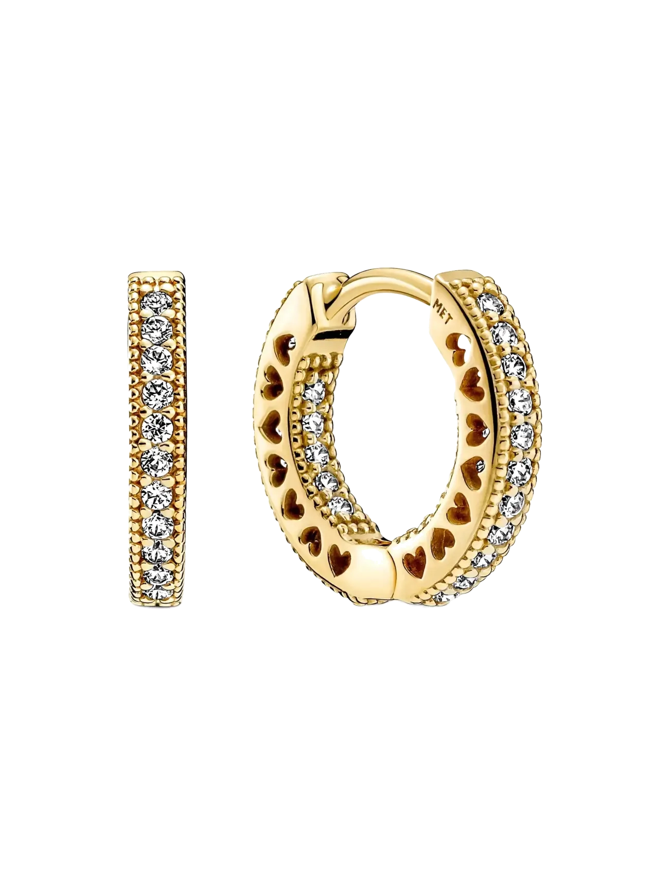 Pandora 14K Gold-Plated Hoop Earrings With Clear Cubic Zirconia, One Size, Earrings, Gold - Hoops, Frauen