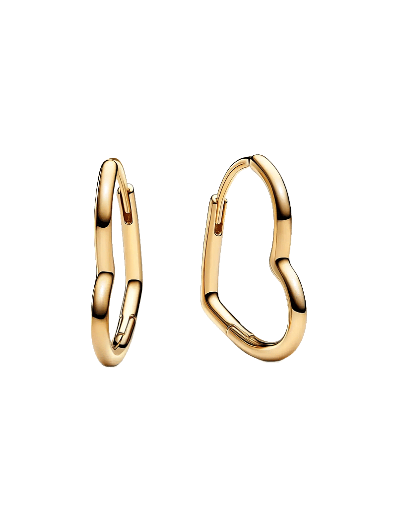 Pandora - Small asymmetric heart 14k gold-plated hoop earrings - hoops - no color - 1