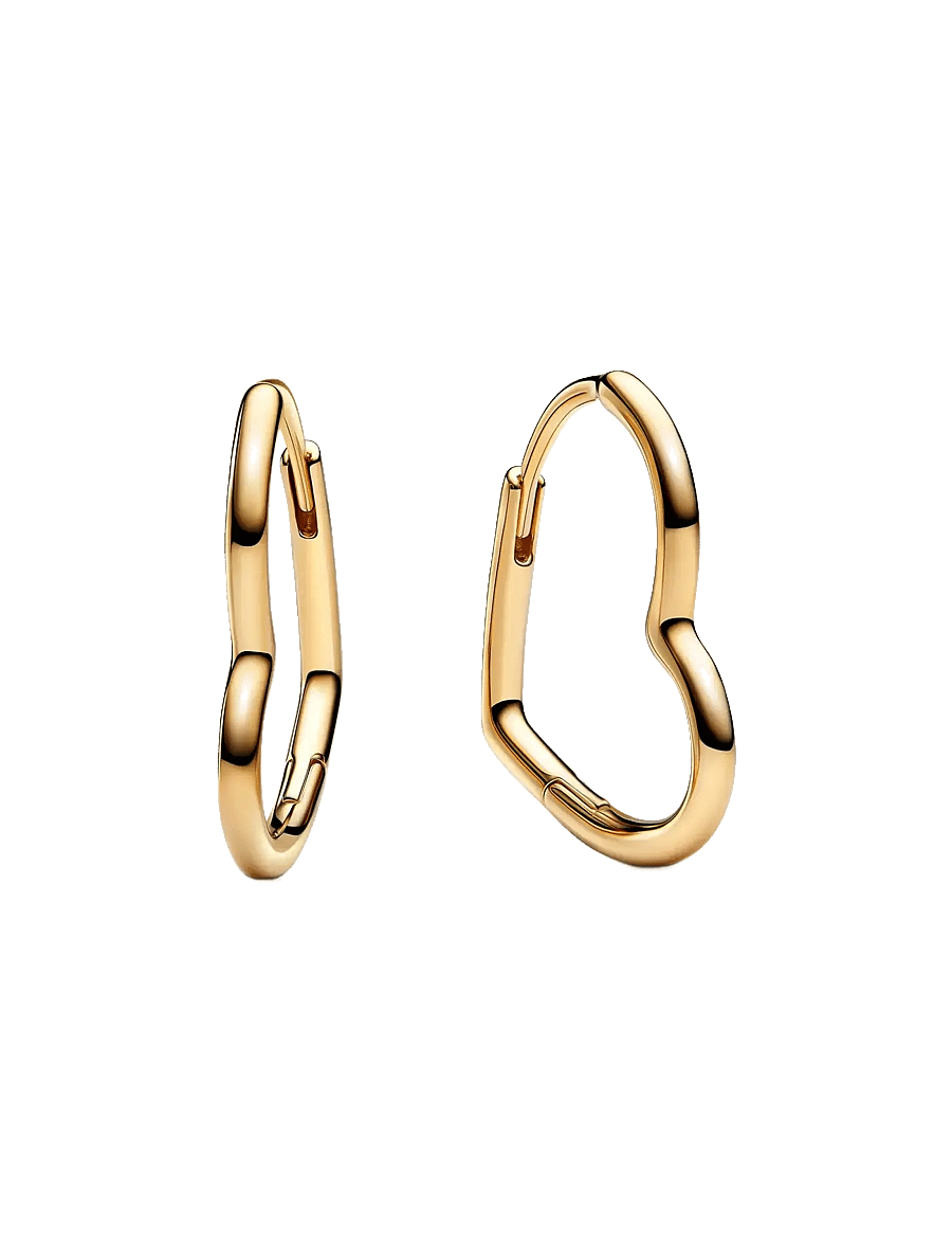 Pandora - Small asymmetric heart 14k gold-plated hoop earrings - kreolen - no color - 1