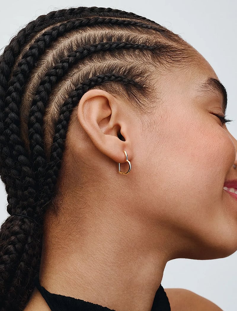 Pandora - Small asymmetric heart 14k gold-plated hoop earrings - hoops - no color - 0