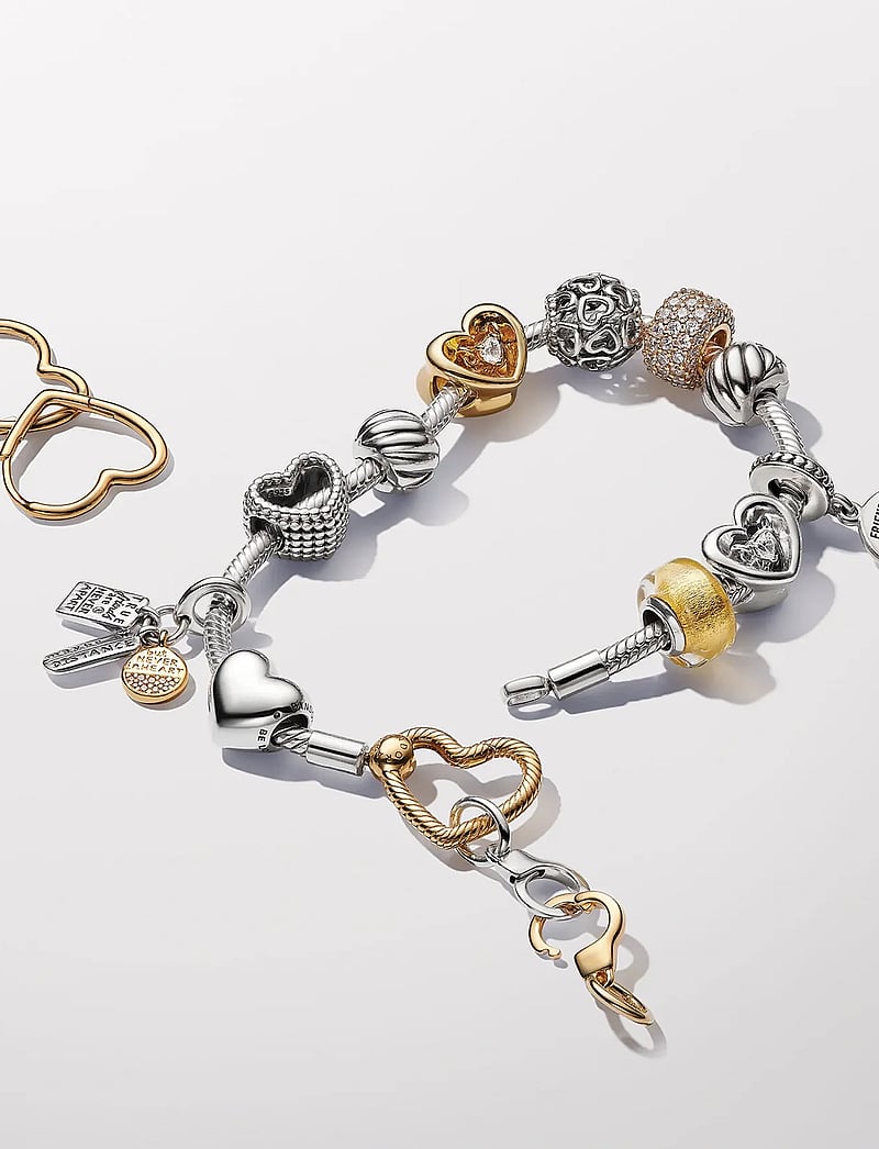 Pandora - Small asymmetric heart 14k gold-plated hoop earrings - hoops - no color - 3