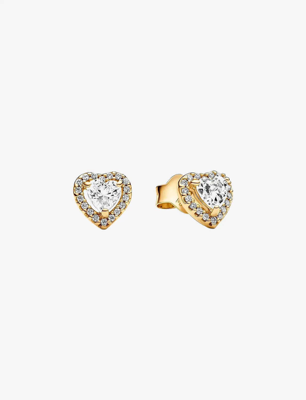 Pandora - Heart 14k gold-plated stud earrings with clear cubic zirconia - stud earrings - clear - 1