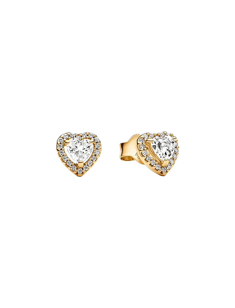 Pandora - Heart 14k gold-plated stud earrings with clear cubic zirconia - studs örhängen - clear - 1