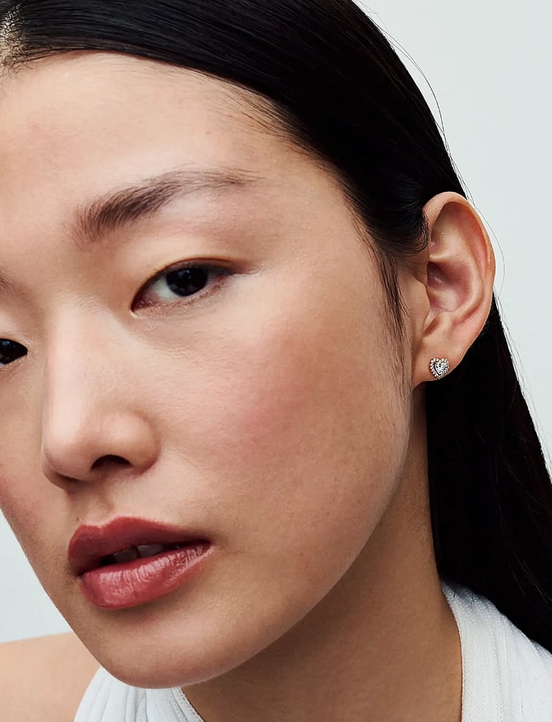 Pandora - Heart 14k gold-plated stud earrings with clear cubic zirconia - studs örhängen - clear - 0