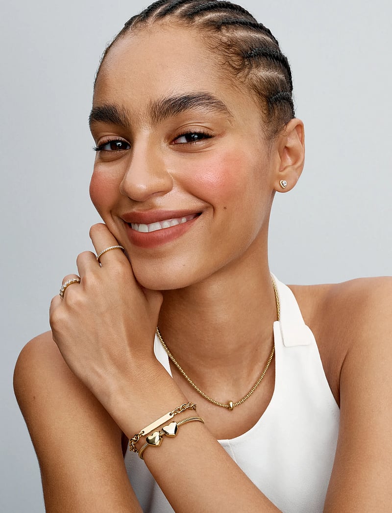 Pandora - Heart 14k gold-plated stud earrings with clear cubic zirconia - studs örhängen - clear - 2