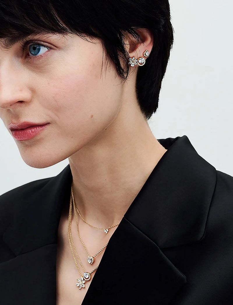 Pandora - Heart 14k gold-plated stud earrings with clear cubic zirconia - studs örhängen - clear - 3